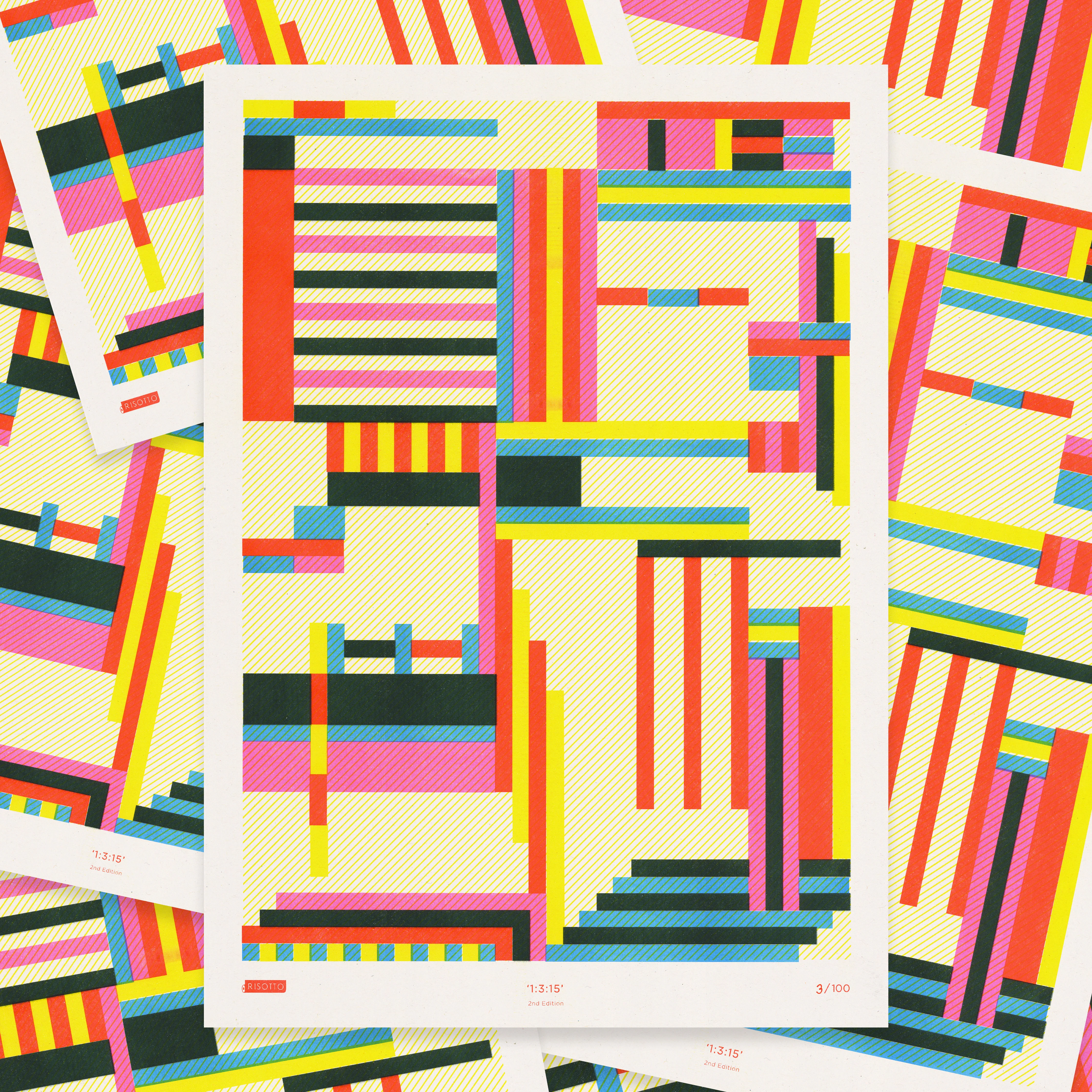 1:3:15 A3 Risograph Wall Art - Building Block Graphic Print - Image 4