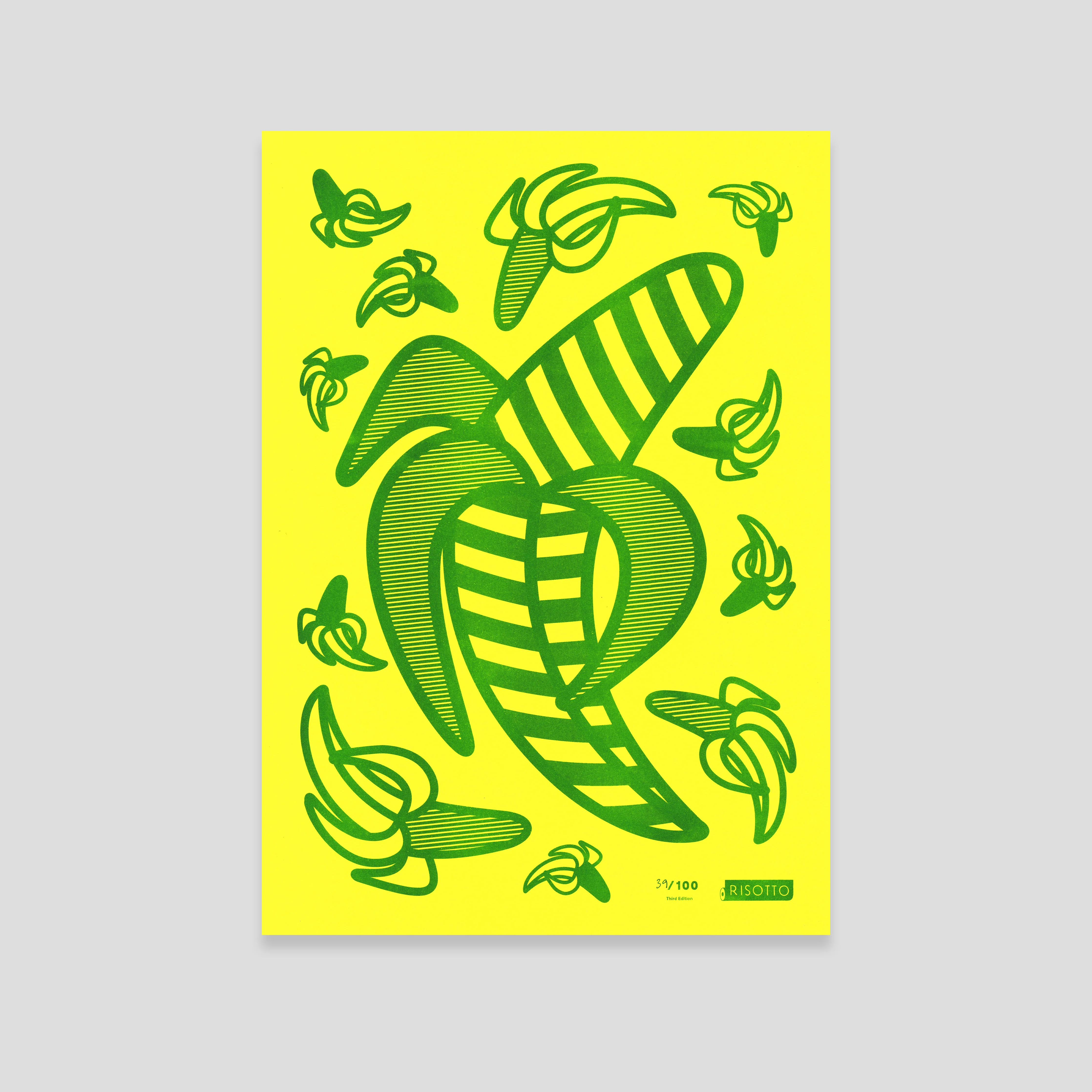 Bananas A3 Risograph Wall Art - Yellow Pop Art Icon Print - Image 3
