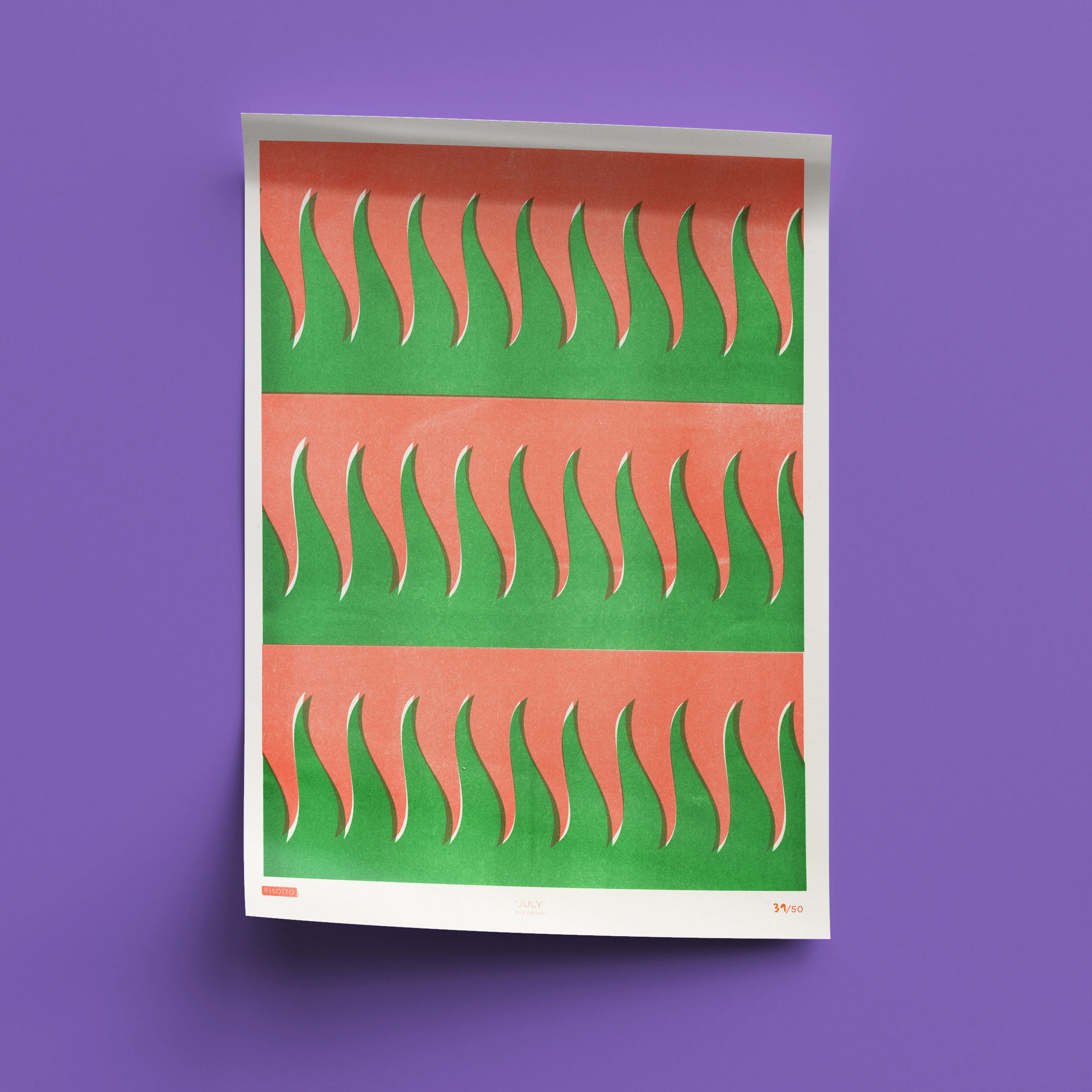 July A3 Risograph Wall Art - Calendar Pattern Print - Image 6