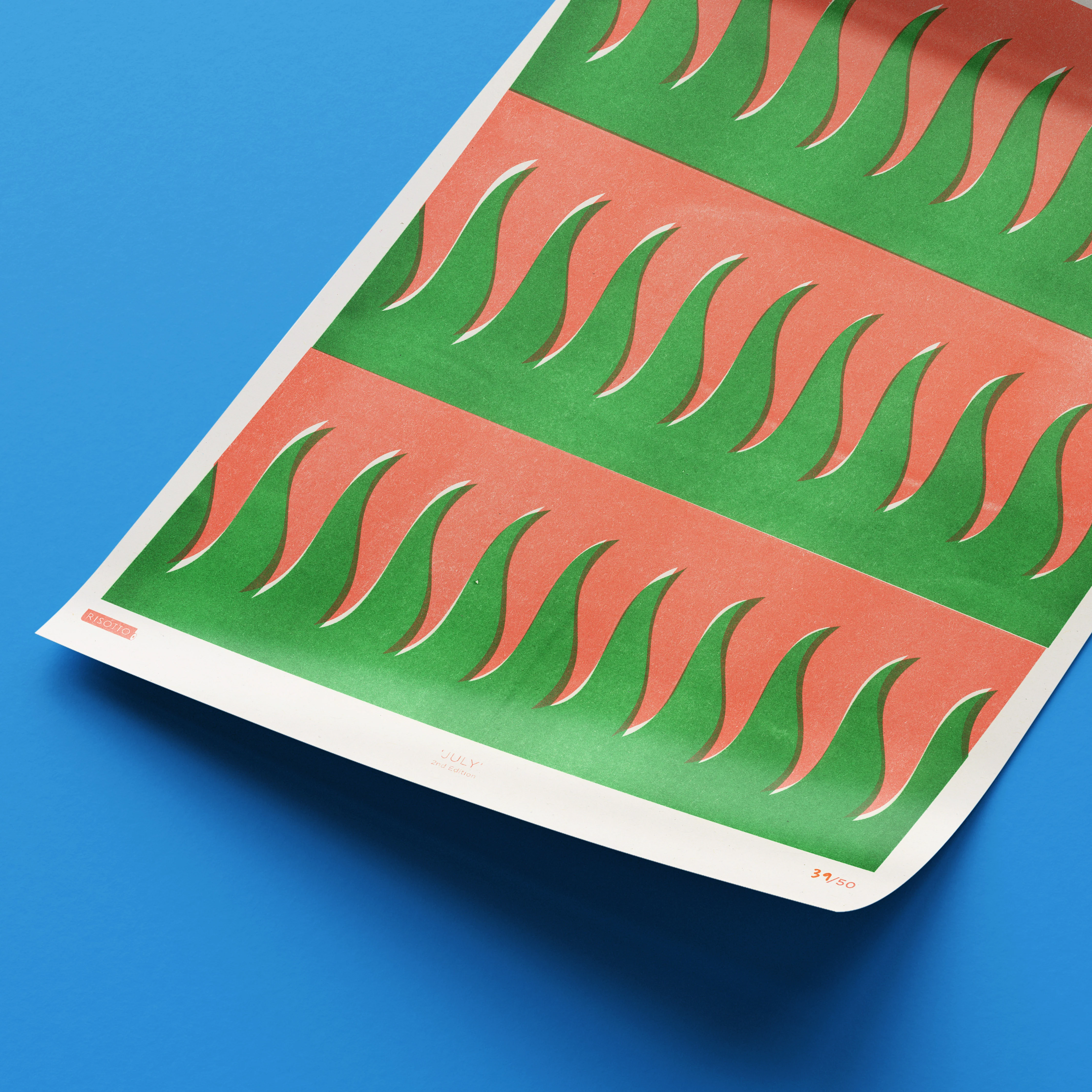 July A3 Risograph Wall Art - Calendar Pattern Print - Image 7