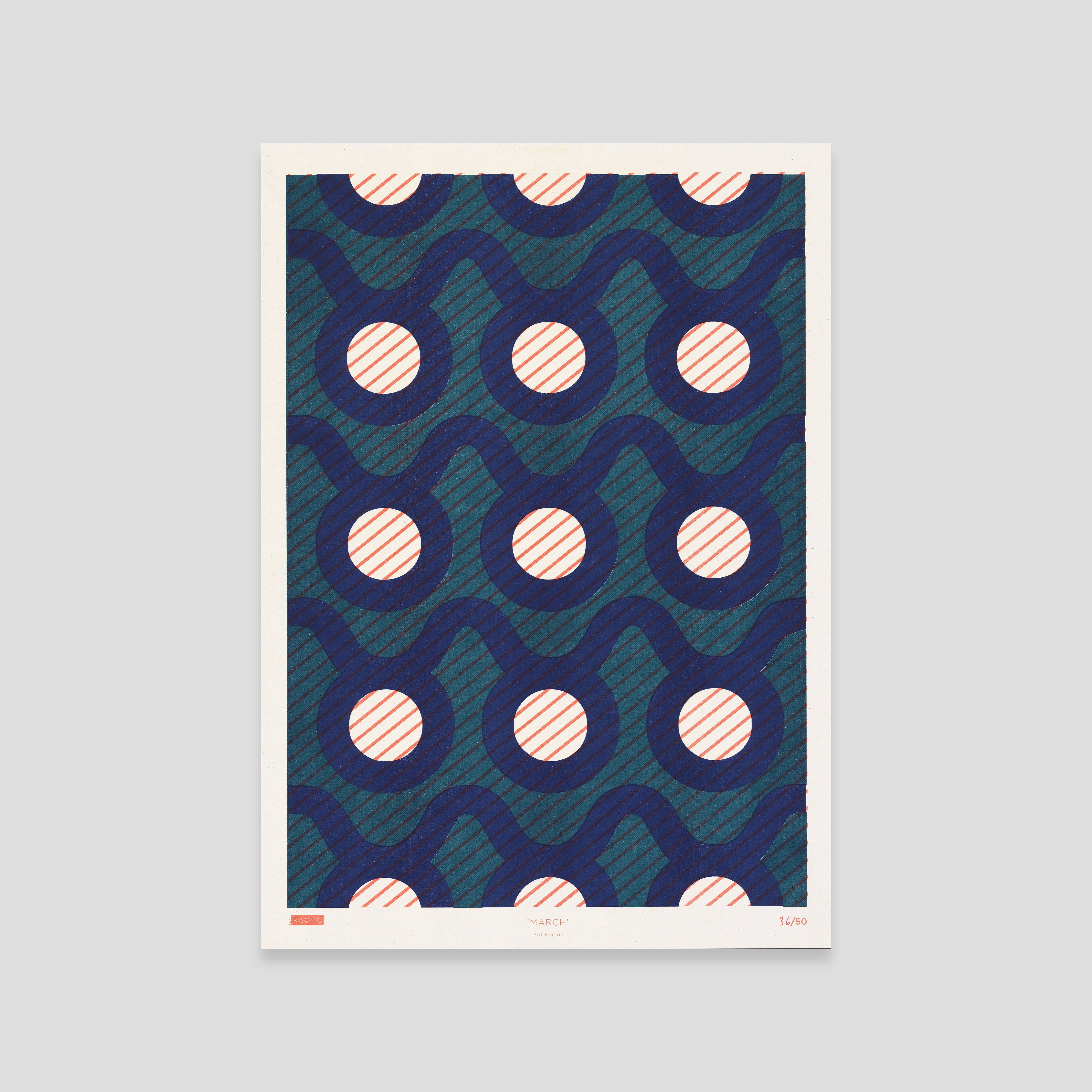 March A3 Risograph Wall Art - Calendar Pattern Print - Image 3