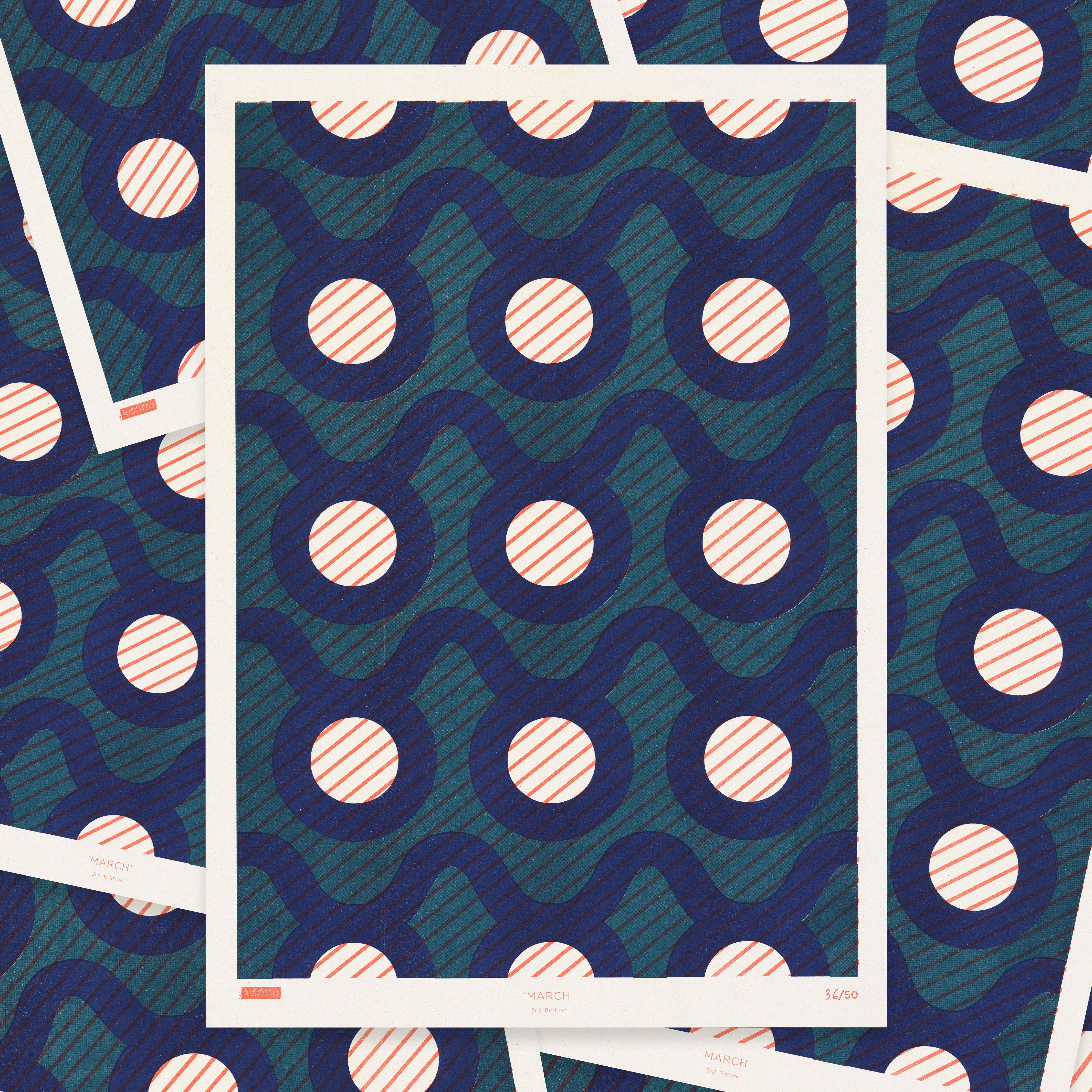 March A3 Risograph Wall Art - Calendar Pattern Print - Image 4