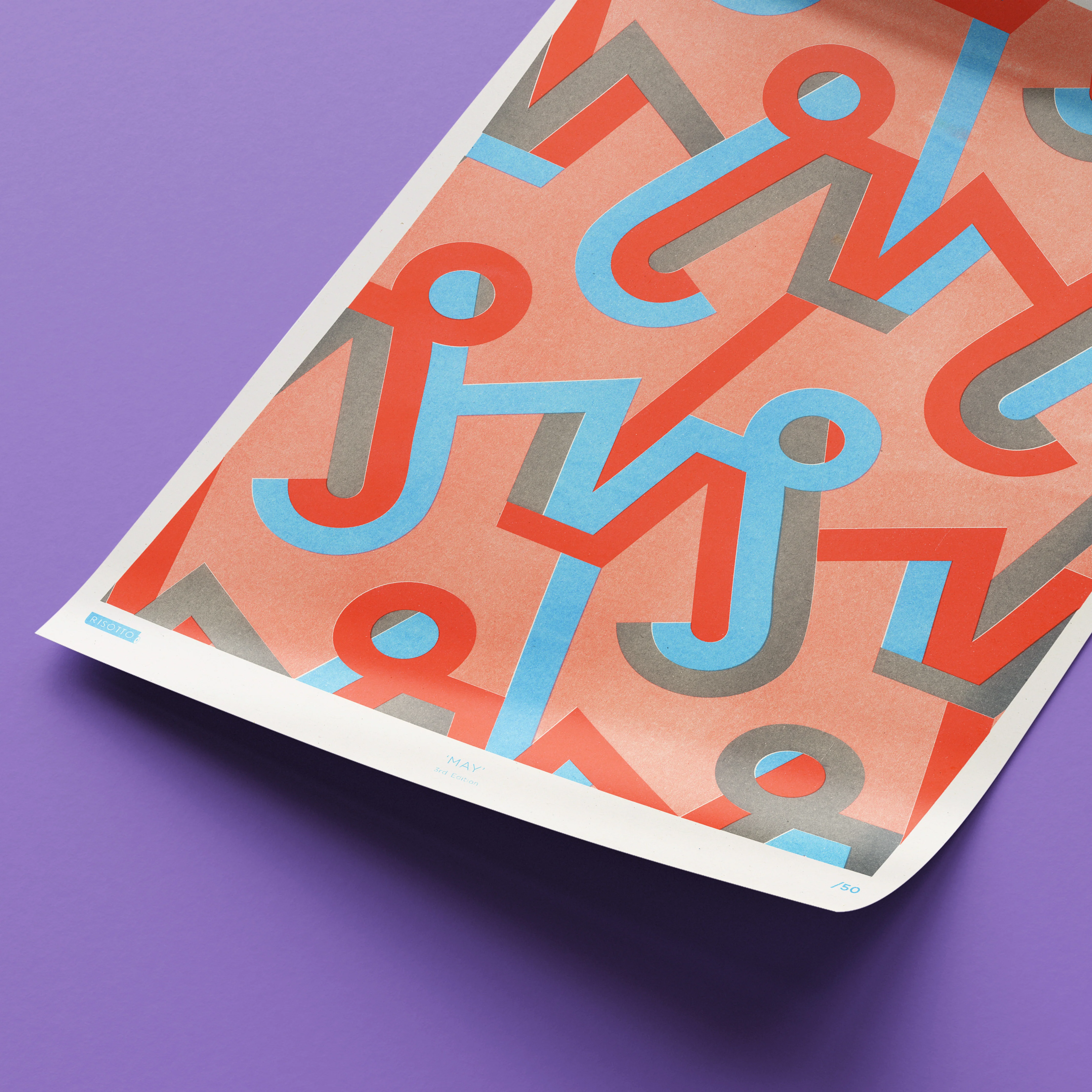 May A3 Risograph Wall Art - Calendar Pattern Print - Image 5