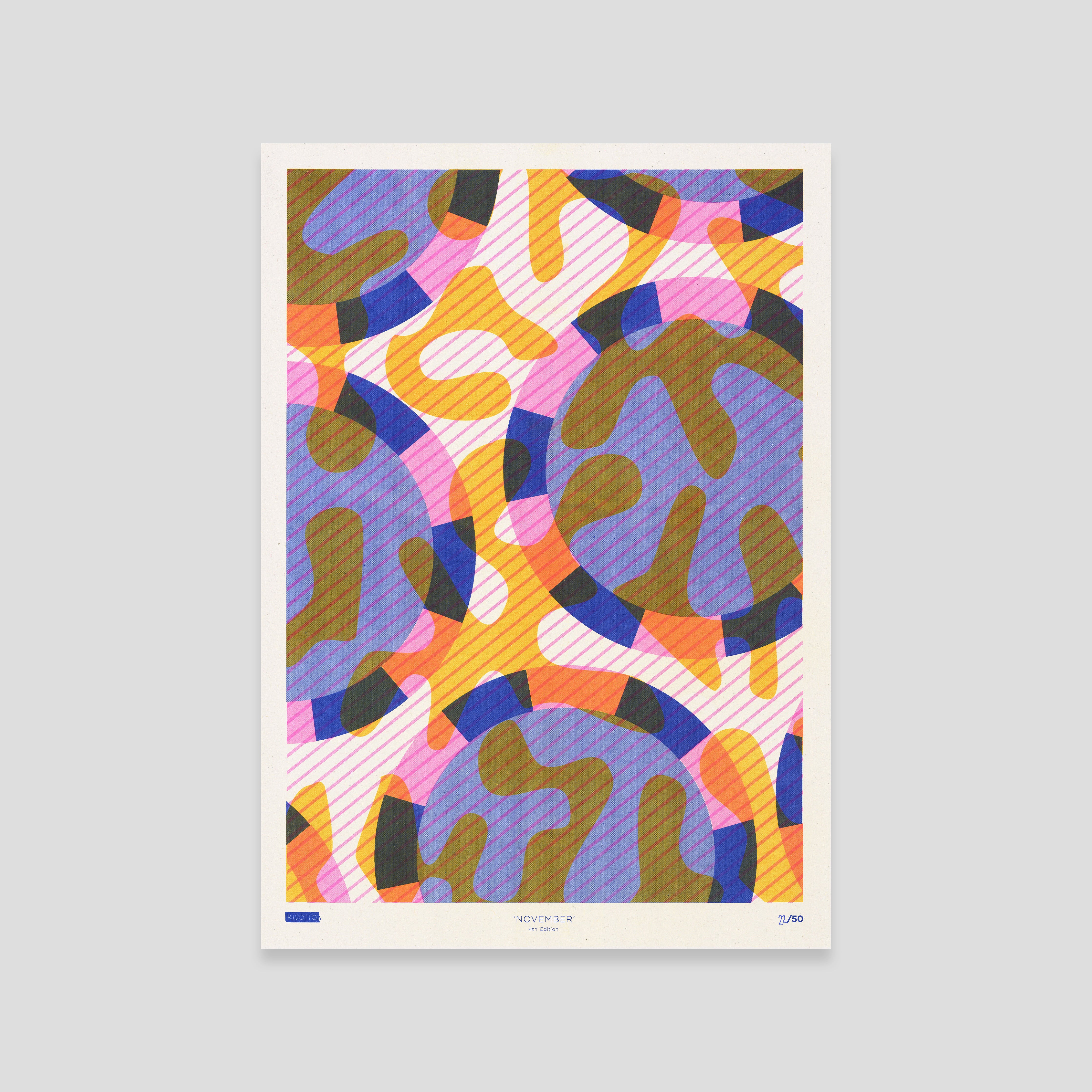 November A3 Risograph Wall Art - Calendar Pattern Print - Image 3