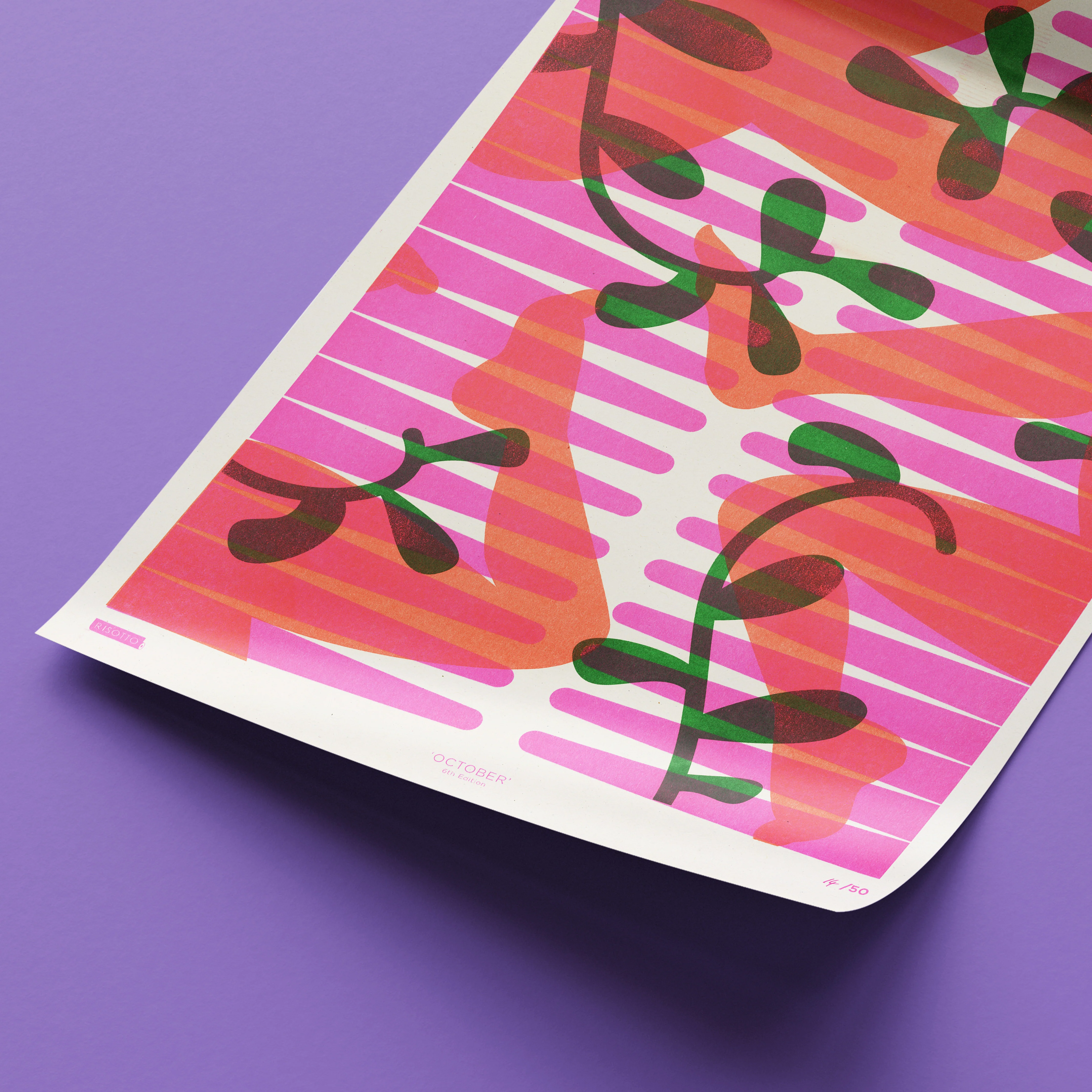 October A3 Risograph Wall Art - Calendar Pattern Print - Image 5