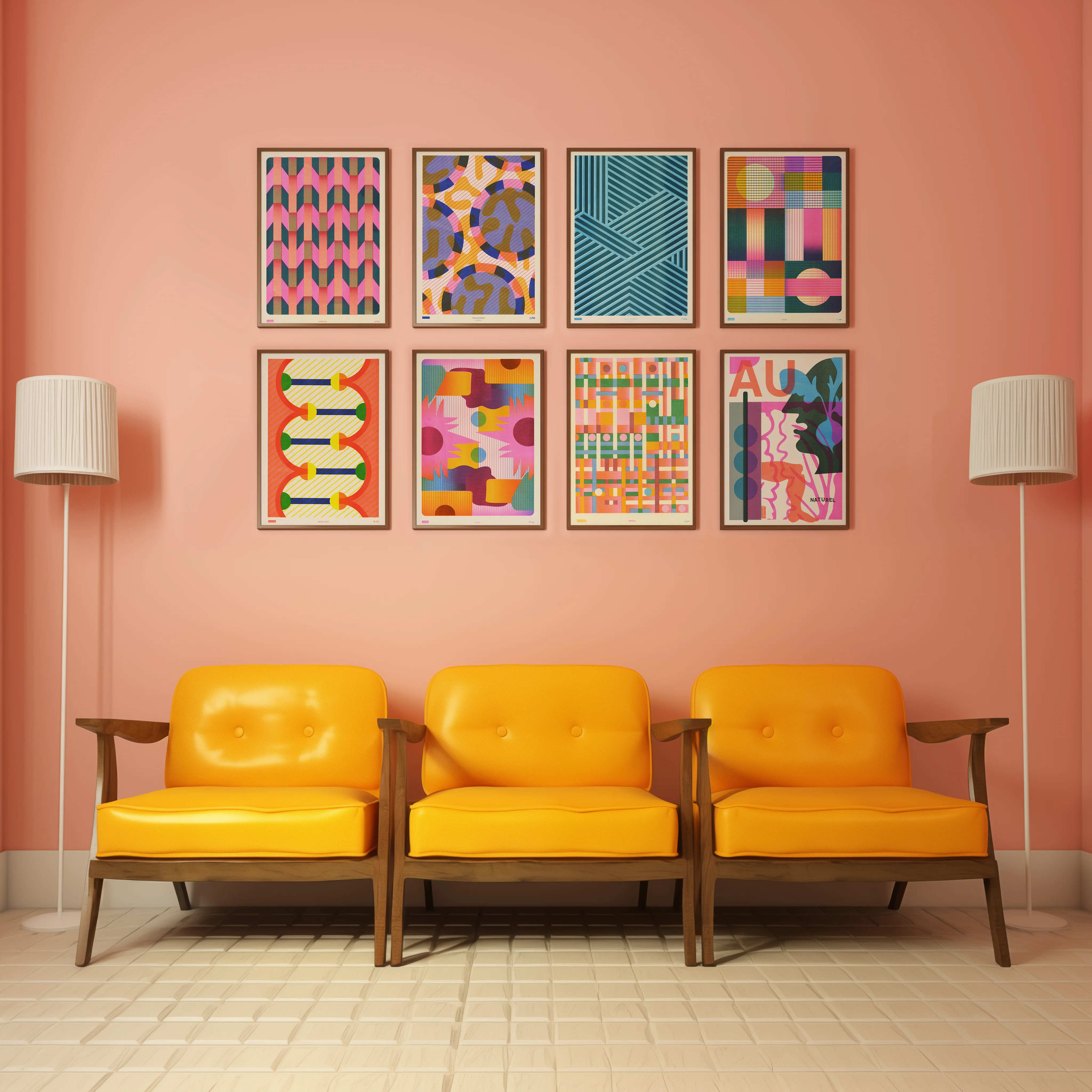 September A3 Risograph Wall Art - Calendar Pattern Print - Image 4