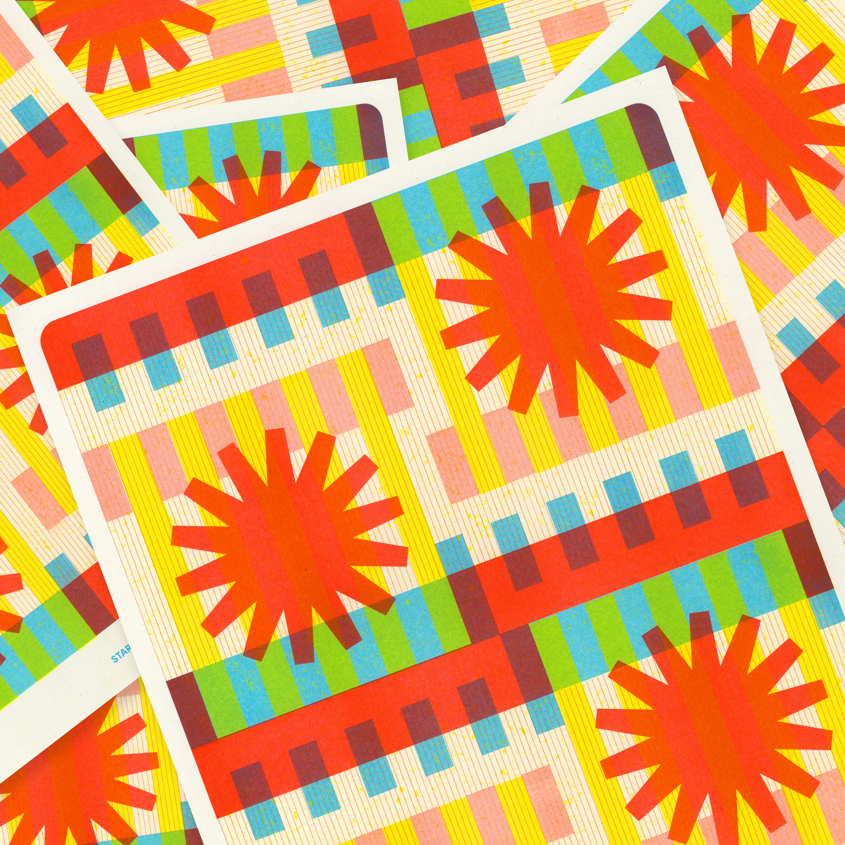 Starburst A3 Risograph Wall Art - Primary Pop Art Print - Image 4