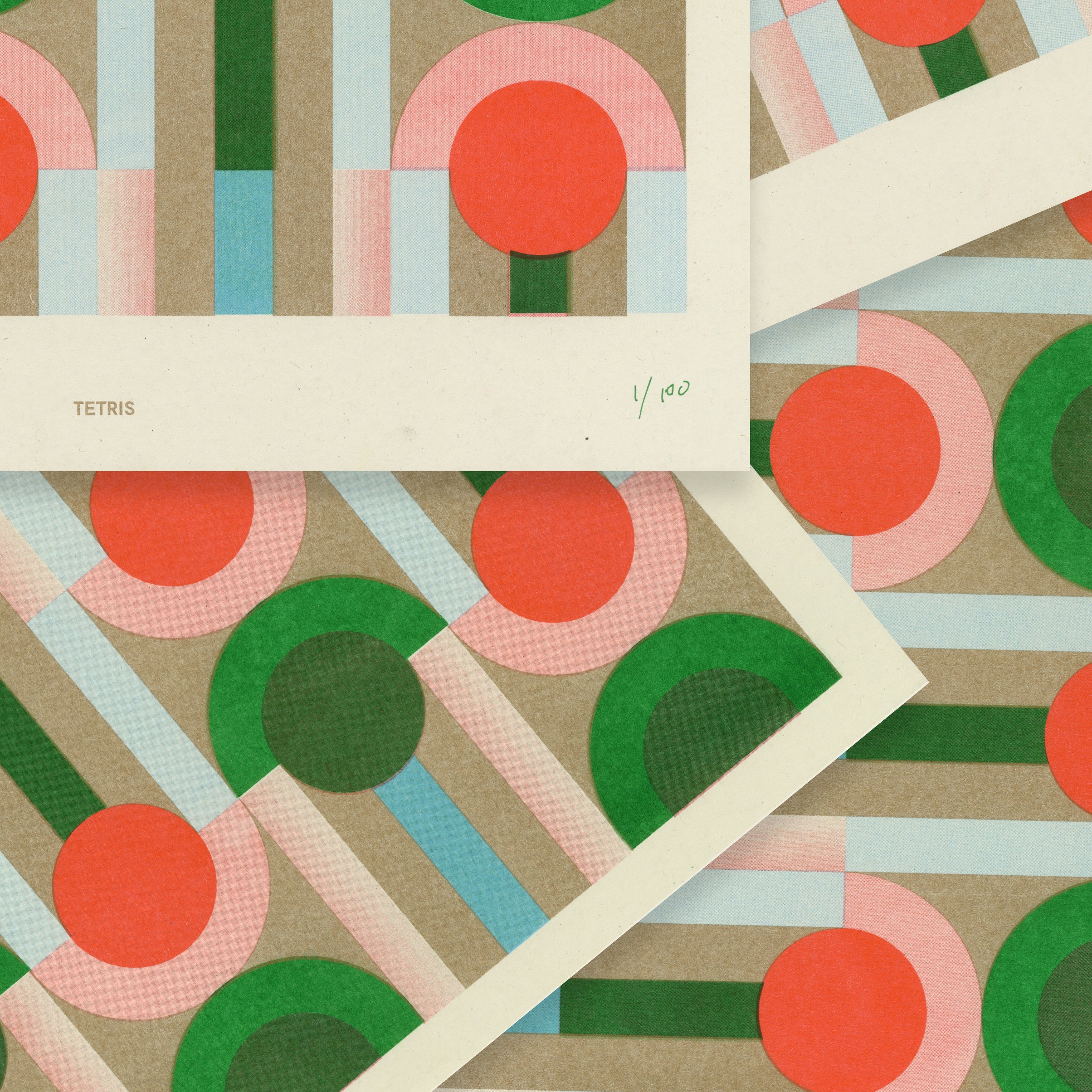 Tetris A3 Risograph Wall Art - Shimmering Geometric Print - Image 5