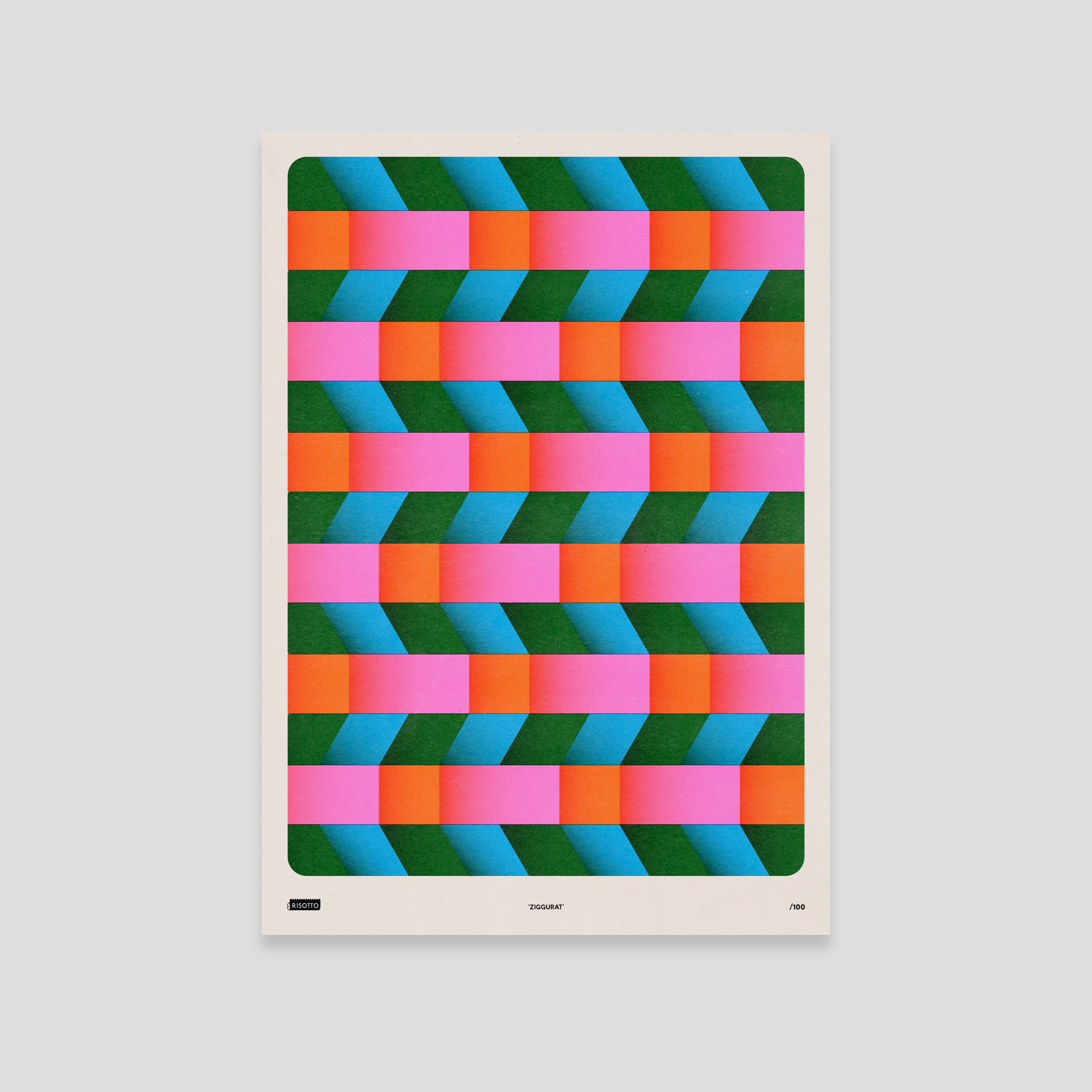 Ziggurat A3 Risograph Wall Art - Woven Texture Print - Image 3